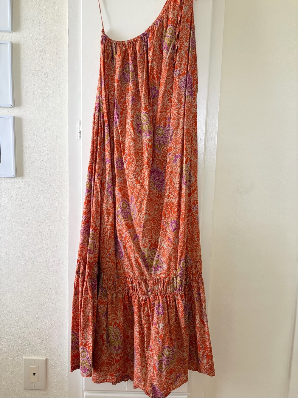 Zara Orange Paisley Maxi Skirt with Purple and Cream Accents